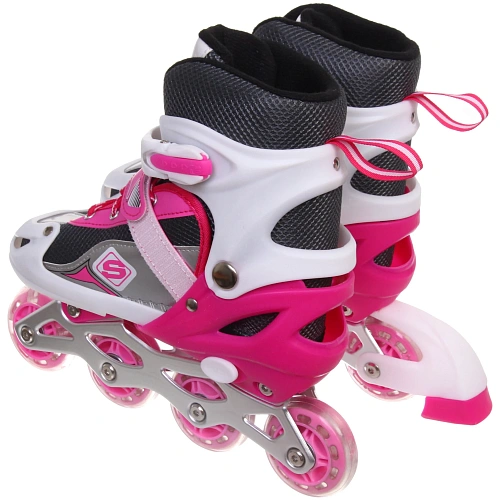 Коньки роликовые раздвижные Sport Star 136S, розовый, колеса ПВХ, размер M (35-38)_3
