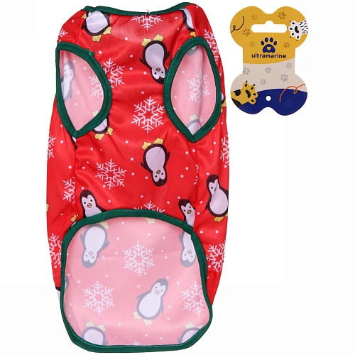 Майка для собаки Новогодний БУМ-Веселые Пингвины размер L (4535см) Ultramarine_6