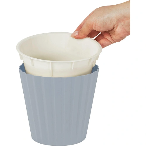 Горшок для цветов пластиковый 3,3л d-19см Sand  c дренажной вставкой, утренний туман_5