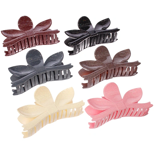 Заколка - краб для волос "AKS - MANTANA", микс 6 цветов, лепестки, 11*5см 