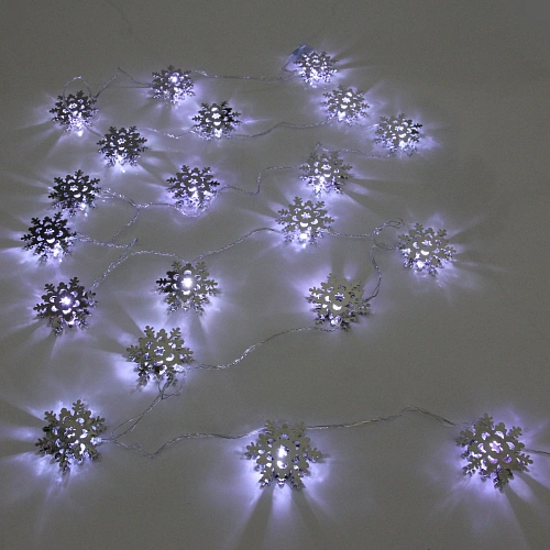 Гирлянда для дома Серебряная снежинка 4м 20 ламп LED, 6,3 см прозрпров,1 реж, IP-20, Белый (возможность соединения)_3