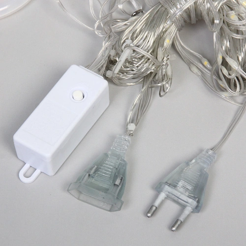 Гирлянда для дома БАХРОМА С Новым Годом ш2,5м в0,450,65м 110 ламп LED, прозрачнпров, 8 режимов, IP-20, Теплый белый (возможность соединения)_18