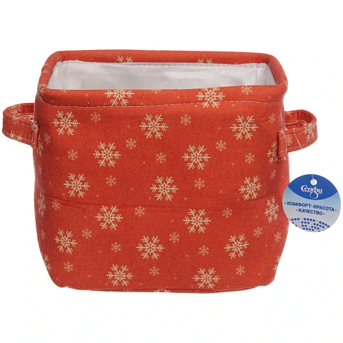 Коробка для хранения ИДЕЯДОМА, принт снежинки, цвет красный, 20,51417см, (лейбл Селфи)_5