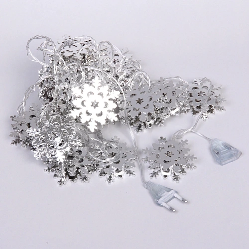 Гирлянда для дома Серебряная снежинка 4м 20 ламп LED, 6,3 см прозрпров,1 реж, IP-20, Белый (возможность соединения)_7