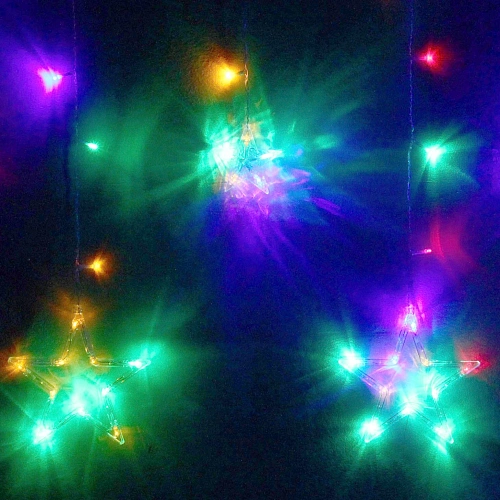 Гирлянда для дома БАХРОМА 2,5м90см 136 ламп LED, с насадками Звезда (6+6 шт), Мультицвет (можно соединять)_15