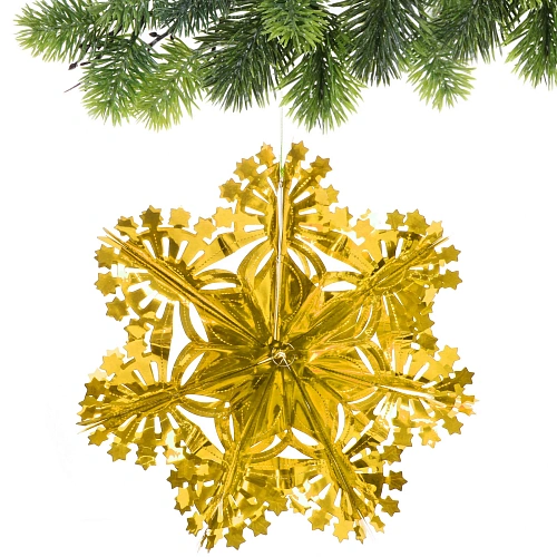 Украшение фольгированное Сказочная снежинка d-30 см, Золото_5