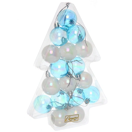 Набор украшений Легенды зимы 4 см (набор 17 шт), Белый, голубой_2