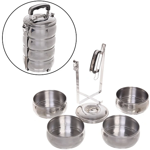 Контейнер для продуктов металлический 13,5*22см 4 уровня, круглый