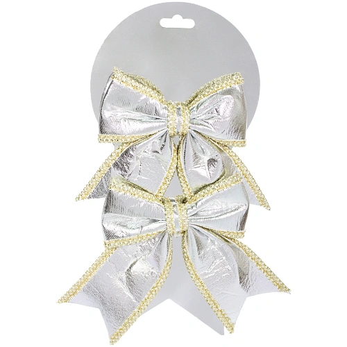 Бант на ёлку Нежность 14166 (набор 2 шт) см, Серебро_3