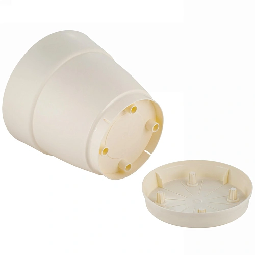 Горшок для цветов пластиковый 1,1л d-13см Villa de Fiori с фиксируемым поддоном, белоснежный жасмин_2