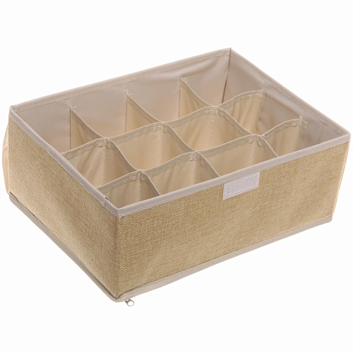 Коробка для хранения вещей 12 ячеек 322312 Уют бежевая_3