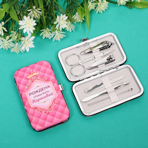Набор для маникюра в футляре 6 предметов Рождена чтобы быть Королевой!,116,5см (в пакете с подвесом)_4