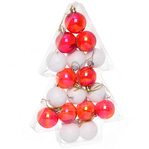 Набор украшений Легенды зимы 4 см (набор 17 шт), Белый, красный_2