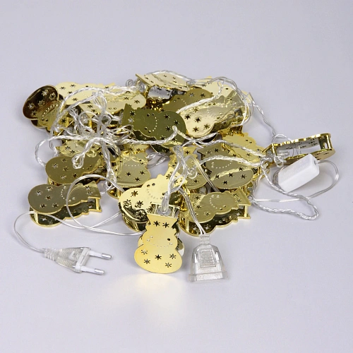 Гирлянда для дома Золотой снеговик 4м 20 ламп LED, 3,76 см прозрпров,1 реж, IP-20, Теплый белый (возможность соединения)_7