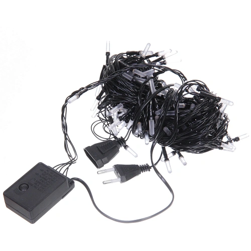 Гирлянда для дома Кристаллы  9,5 м 100 ламп LED черный пров, 8 реж,IP-40, Жёлтый (возможность соединения)_6