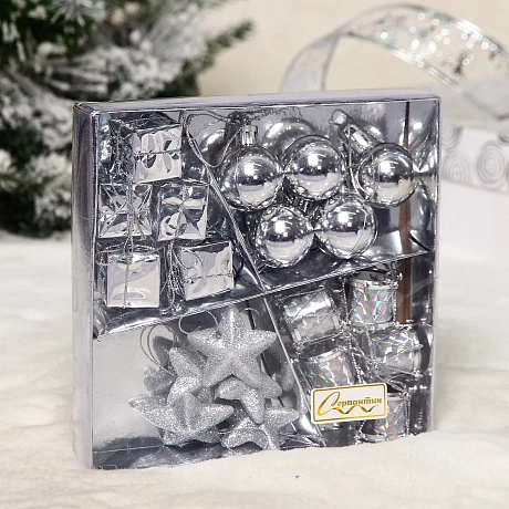 Набор украшений "Новогодний базар" 15.5*15.5 см, Серебро