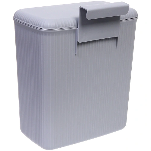 Корзина для мусора подвесная 26х20х32 серая с крышкой_4