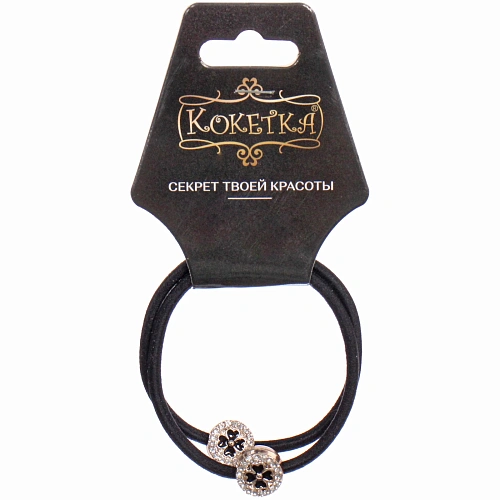 Резинка для волос в наборе 2шт "DesignPRO", круги, цвет черный / золото, d-5.5см