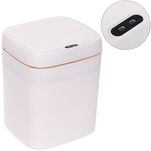 Контейнер для мусора"Smart"11л белый  сенсорная крышка работает от батареек LR6 W8616C