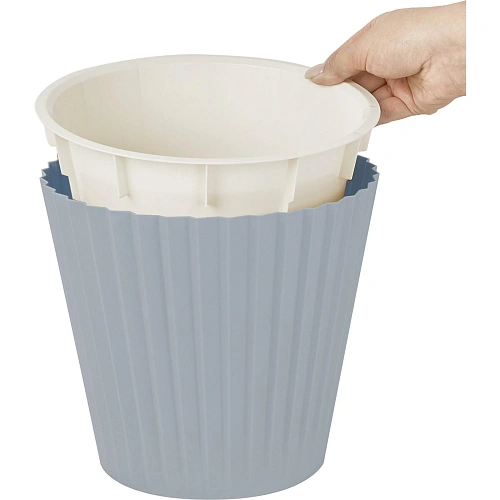 Горшок для цветов пластиковый 5,8л d-23см Sand  c дренажной вставкой, утренний туман_5