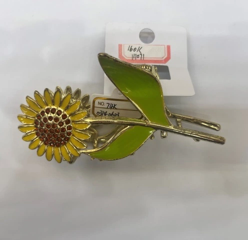 Заколка-краб для волос "PORTOFINO", подсолнух, цвет золото и хром, 11*5см