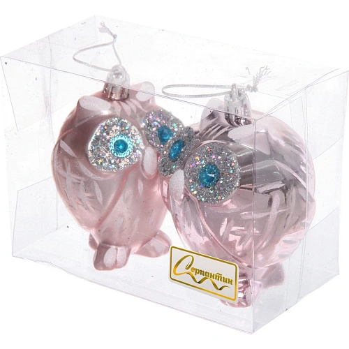 Елочные игрушки Brilliant Owl 8 см (набор 2 шт), Розовое золото_5