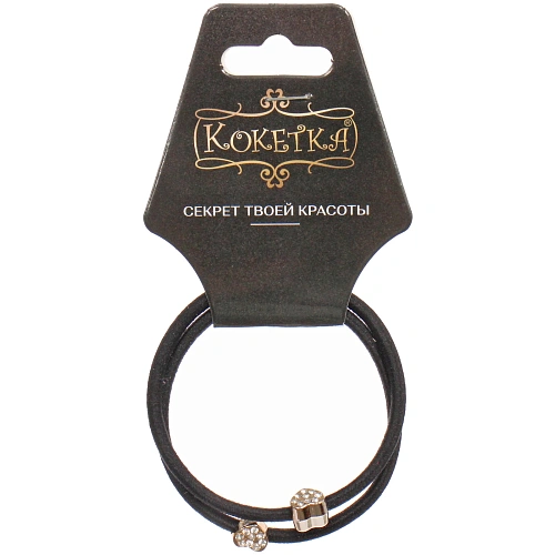 Резинка для волос в наборе 2шт "DesignPRO", сердечки, цвет черный / золото, d-5.5см