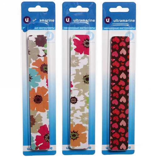 Пилка для ногтей наждачная на блистере прямая широкая Ультрамарин, рис микс 182см_4