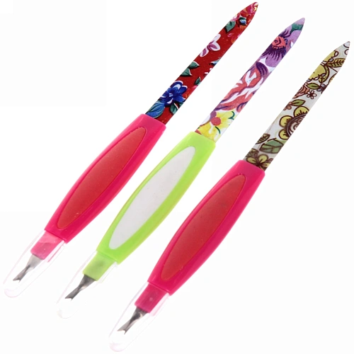 Пилка для ногтей металлическая в пакете Ультрамарин - Нежные цветы, с триммером, цвет микс, 16,5см_3