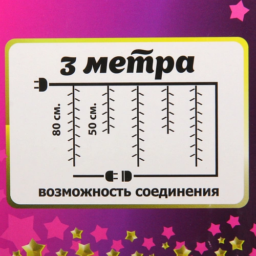Гирлянда для дома БАХРОМА ш3м0,80,5м 672 лампы LED Звездопад, прозрачнпровод, 8 реж, IP-20,Теплый белый (возможность соедиения)_9