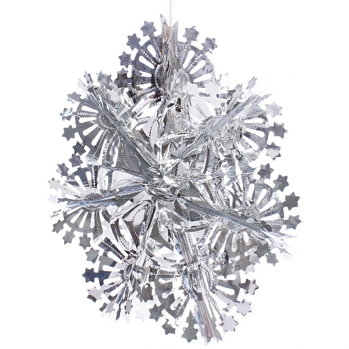 Украшение фольгированное Сказочная снежинка d-30 см, Серебро_3