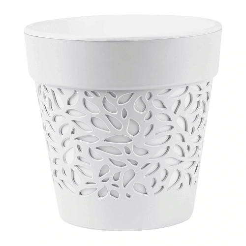 Кашпо для цветов пластиковое 3,5л d-16,8см "Блоссом" Белый/Белый