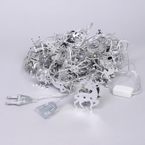 Гирлянда для дома Серебряный олень 4м 20 ламп LED, 64 см прозрпров,1 реж, IP-20, Белый (возможность соединения)_7