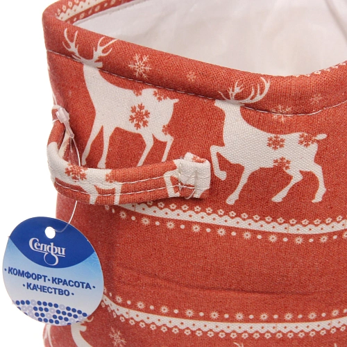 Коробка для хранения ИДЕЯДОМА, принт новогодний, цвет красный, 20,51417см,  (лейбл Селфи)_8