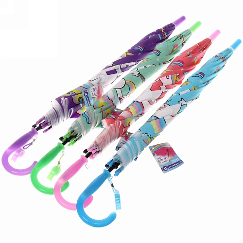 Зонт детский полуавтомат Ультрамарин - Единорожек на луне, 8 спиц, d-85см, длина в слож виде 68см  _26