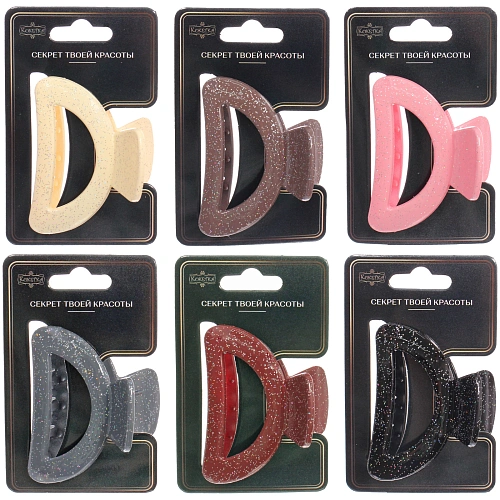 Заколка - краб для волос AKS - MANTANA, микс 6 цветов, трапеция, 63см _12