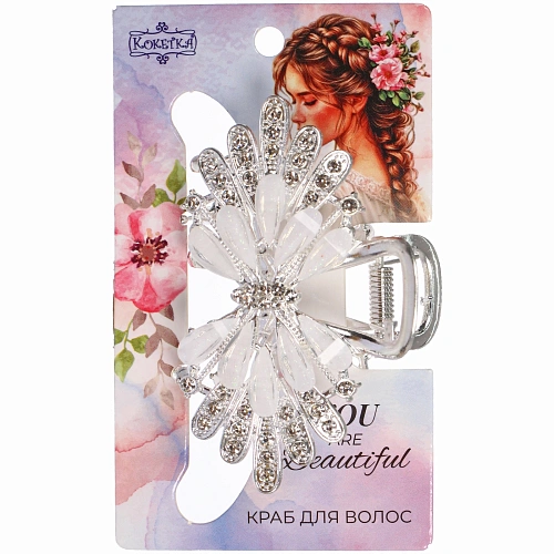 Заколка - краб для волос на блистере LAVITA, бантик, цвет серебро и золото, 6,64см_3