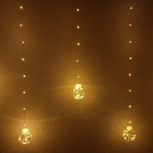 Гирлянда для дома БАХРОМА Шар ш2,5 м в0,50,8м 200 ламп LED, d-8 см, Теплый белый_3