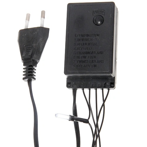 Гирлянда для дома Кристаллы  9,5 м 100 ламп LED черный пров, 8 реж,IP-40, Жёлтый (возможность соединения)_8