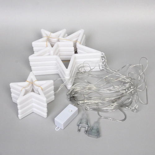 Гирлянда для дома БАХРОМА ш3м0,80,5м 672 лампы LED Звездопад, прозрачнпровод, 8 реж, IP-20,Теплый белый (возможность соедиения)_4