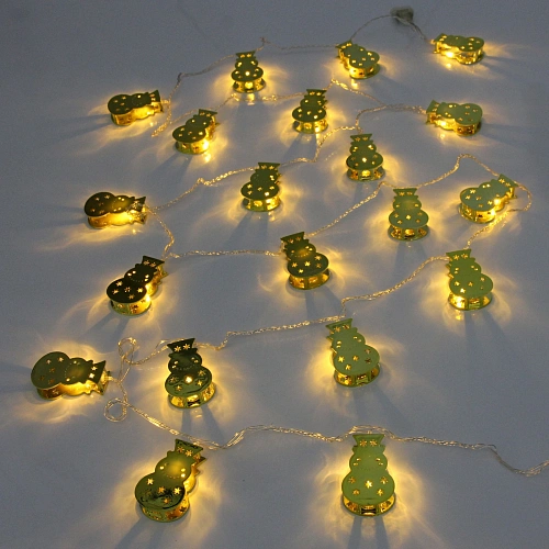 Гирлянда для дома Золотой снеговик 4м 20 ламп LED, 3,76 см прозрпров,1 реж, IP-20, Теплый белый (возможность соединения)_3