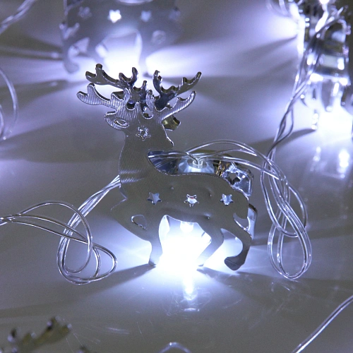 Гирлянда для дома Серебряный олень 4м 20 ламп LED, 64 см прозрпров,1 реж, IP-20, Белый (возможность соединения)_4