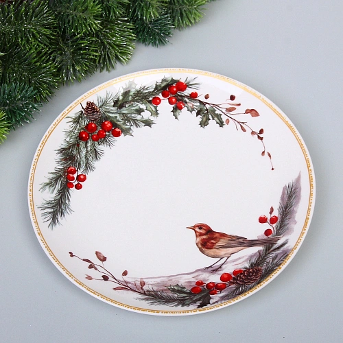 Тарелка керамическая "Зимняя мелодия" 25см