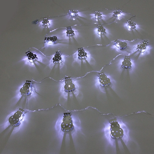 Гирлянда для дома Серебряный снеговик 4м 20 ламп LED, 3,76 см прозрпров,1 реж, IP-20, Белый (соединение)_3