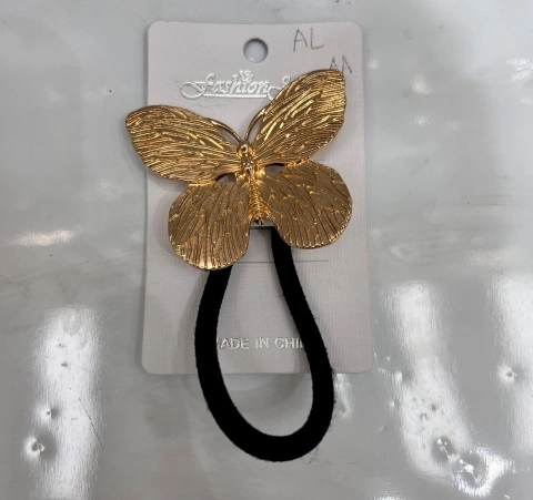 Резинка для волос с декором "AKS - DesignPRO", бабочка, цвет золото, 5*4,5см