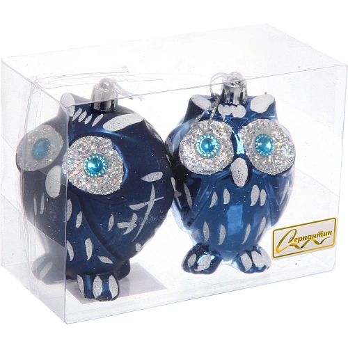 Елочные игрушки Brilliant Owl 8 см (набор 2 шт), Сапфир_5