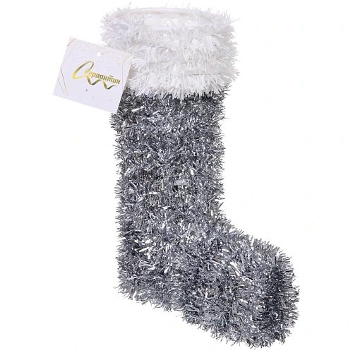 Украшение фольгированное Зимний ботиночек 22177 см, серебро_4