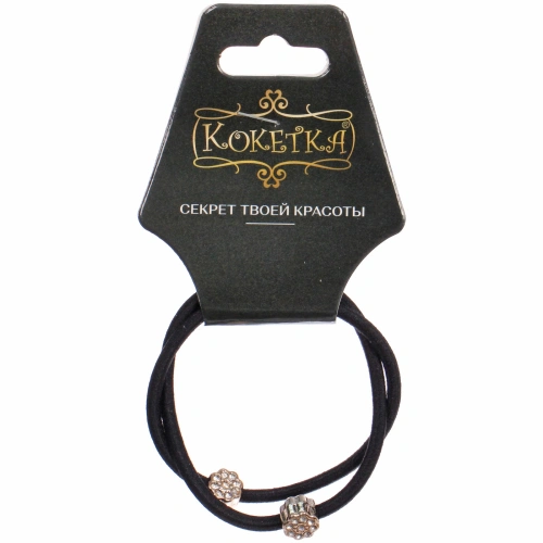 Резинка для волос в наборе 2шт "DesignPRO", цветочки, цвет черный / золото, d-5.5см