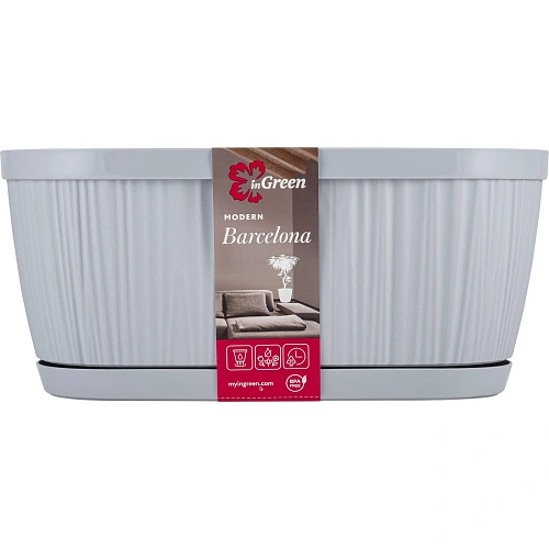 Горшок для цветов пластиковый 2,7л 27,5*14,5*12,2см "BARCELONA" утренний туман