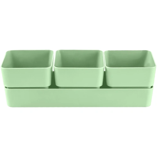 Кашпо для цветов пластиковое 0,45л 29,2*9,6см "Фиори" Трио мята